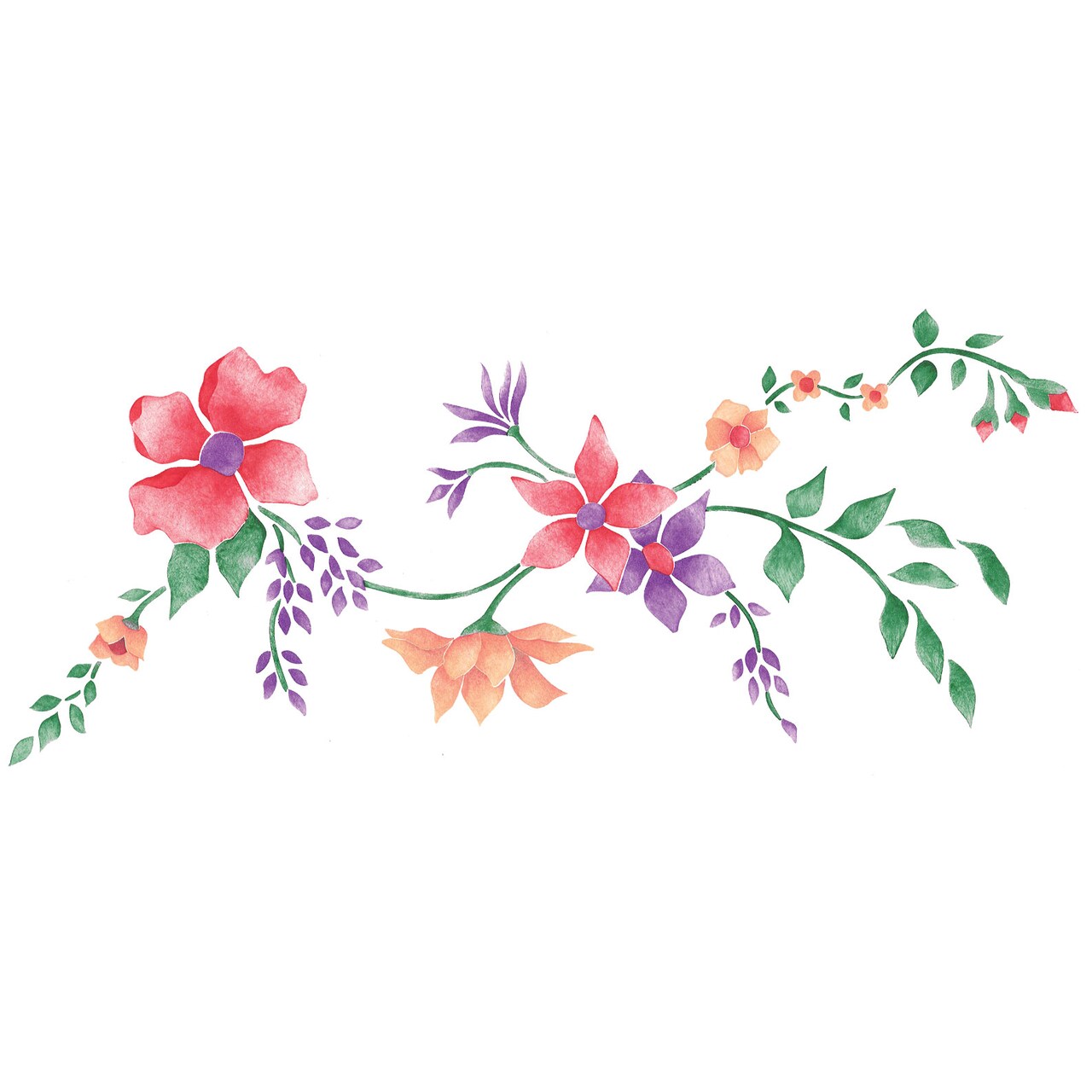 6.5-Inch Floral Wall Stencil Border | 050 by Designer Stencils | Reusable Art Craft Stencils for Painting |
